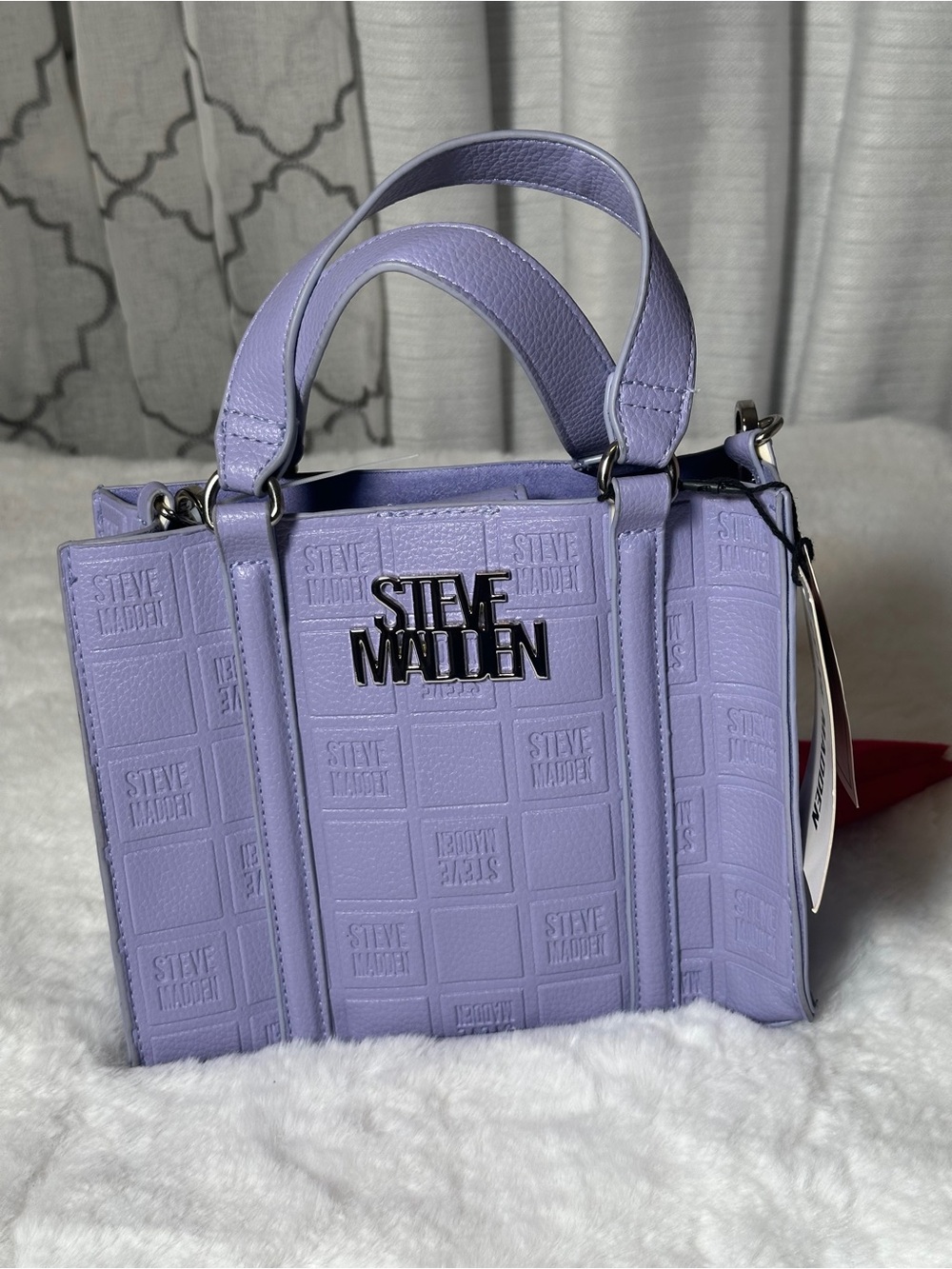 Steve Madden logo-embossed mini tote bag in lavender/purple. NWT